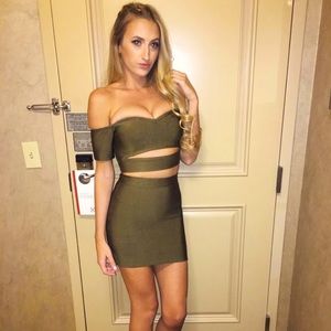 Mistress Rocks Khaki Bandage Two Piece set